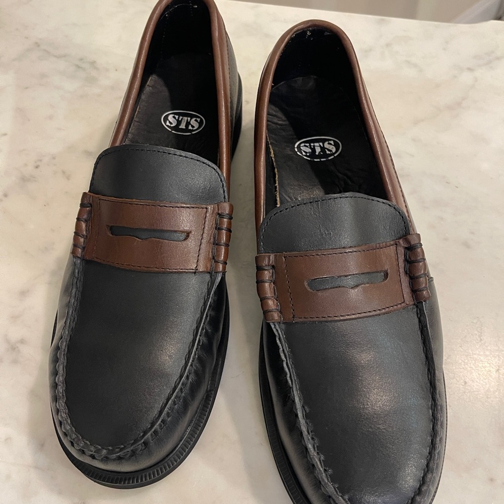 STS Men's Two Tone Non Slip Leather Loafers Shoes